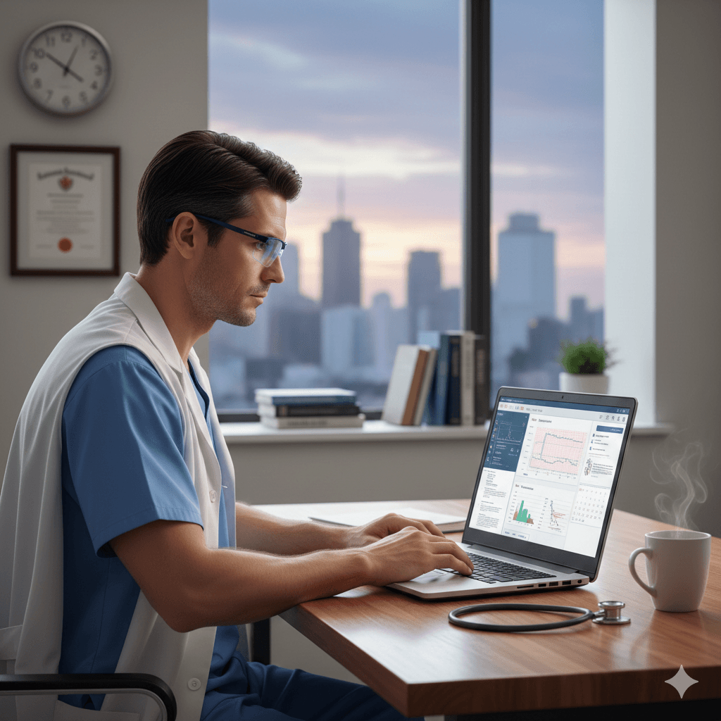 Professional reviewing data dashboards